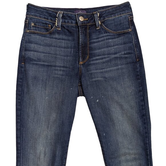 NYDJ Clarissa Ankle Jeans Size 6 Distressed Stretch Blue Jeans Lift and Tuck - Picture 1 of 13